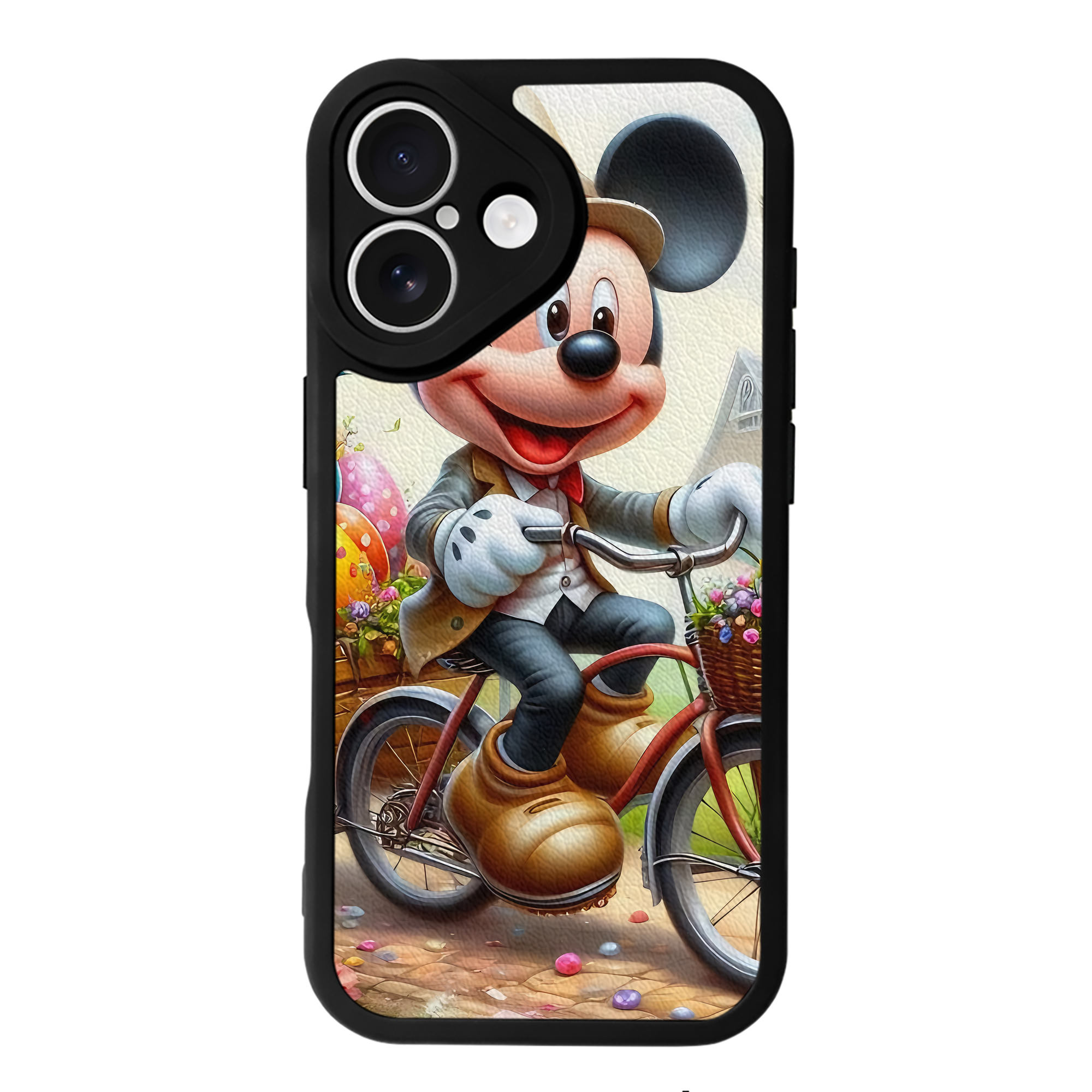 （画像用） ミッキーマウス Mickey Mouse 【iPhone 16シリーズ対応】シリコンスマホケース（レザー調） 材質：シリコン